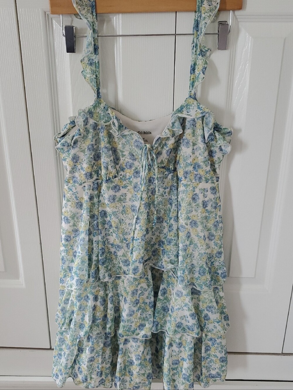 wild fable Floral Tie-Front Dress in Blue, Yellow, Green on White